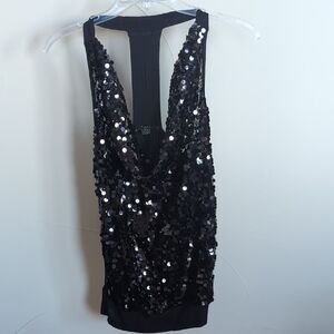 XXI Size Small T Back🖤 Black Sequin Top With Banded Waist